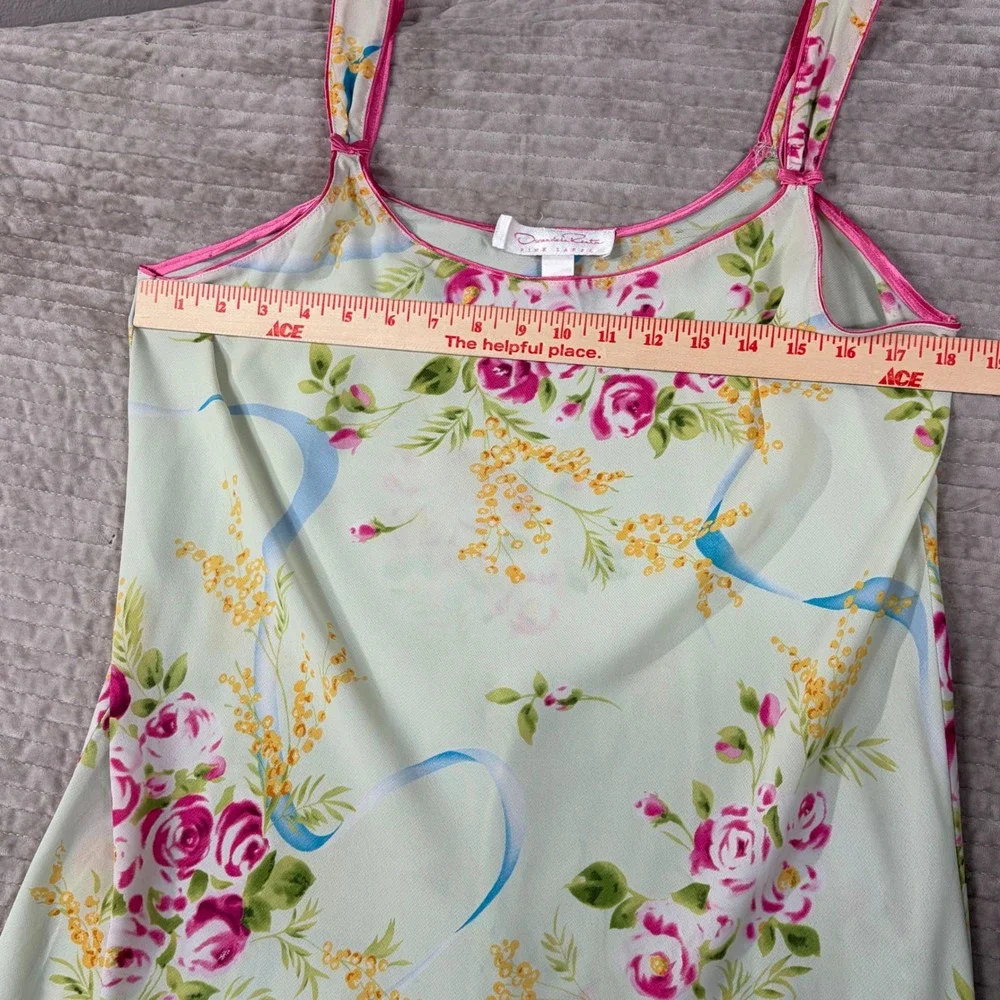 Oscar de la Renta Pink Label Floral Robe and Nightgown Set Mint Green Large XL